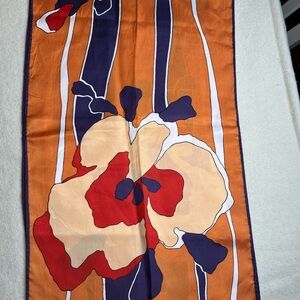 Bold Orange Floral Silk Scarf